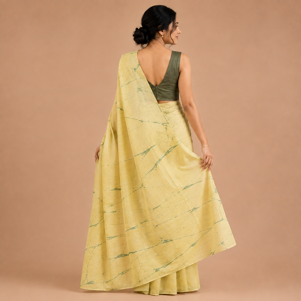 Natural Dyed Saree | Mul Cotton | Abstract Design