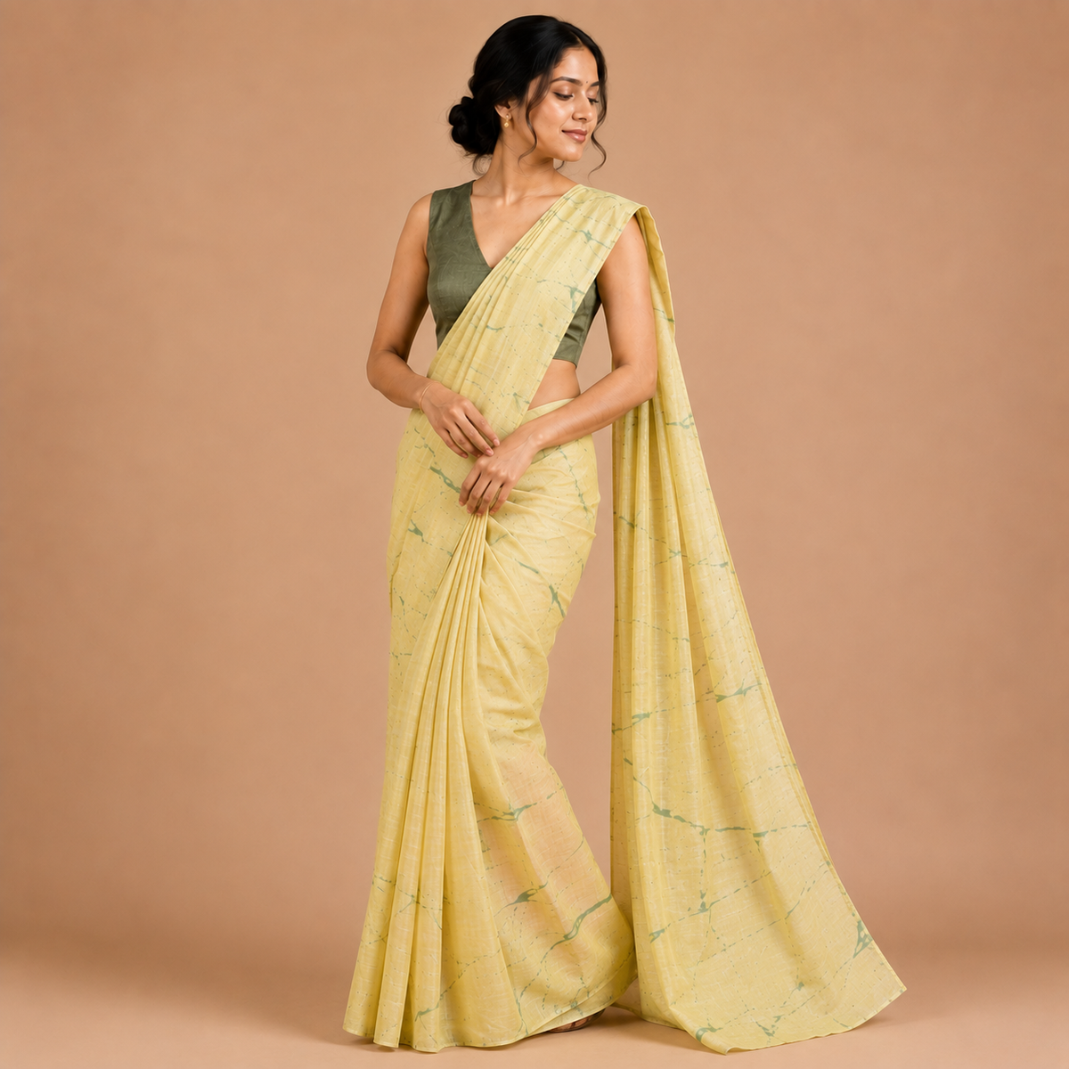 Natural Dyed Saree | Mul Cotton | Abstract Design
