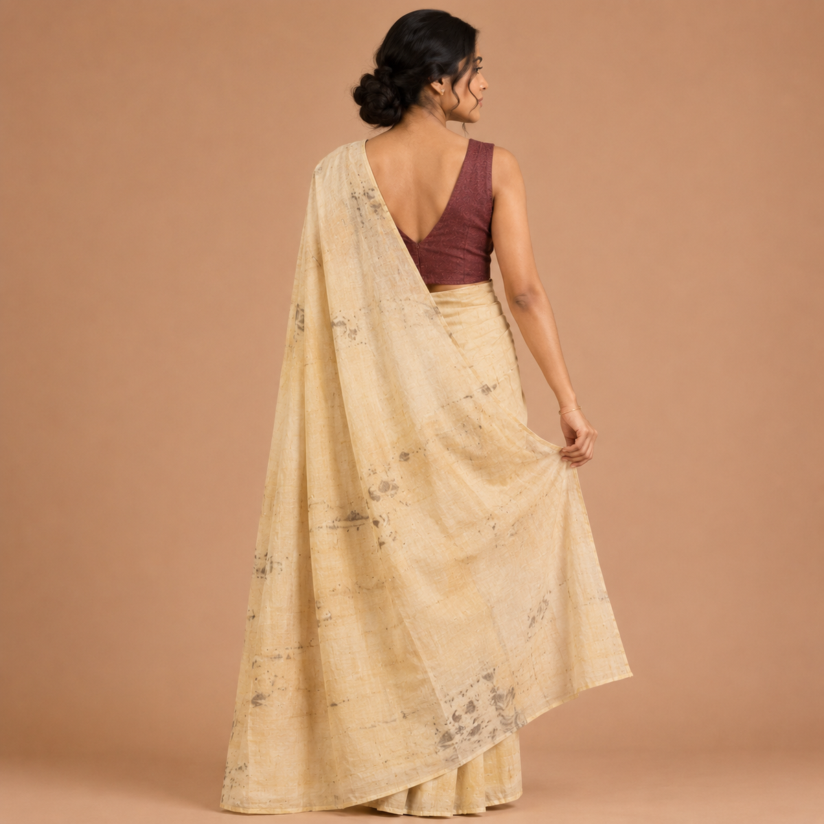 Natrually Dyed Saree | Mul Cotton | Eco Printed