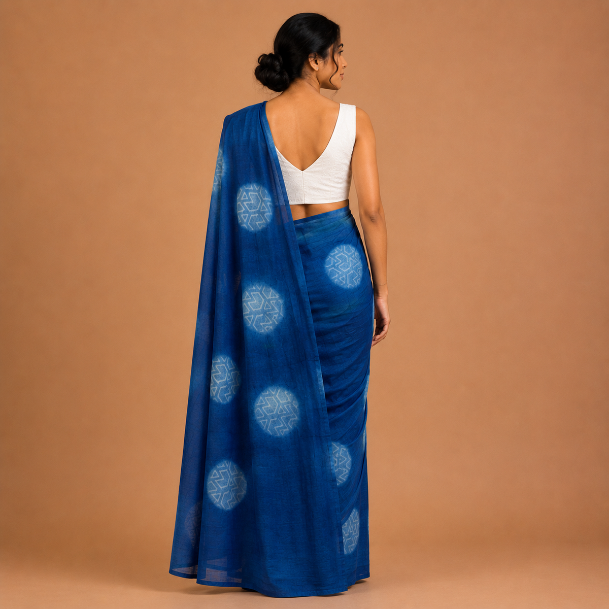 Natrually Dyed Saree | Mul Cotton | Clamp Printed