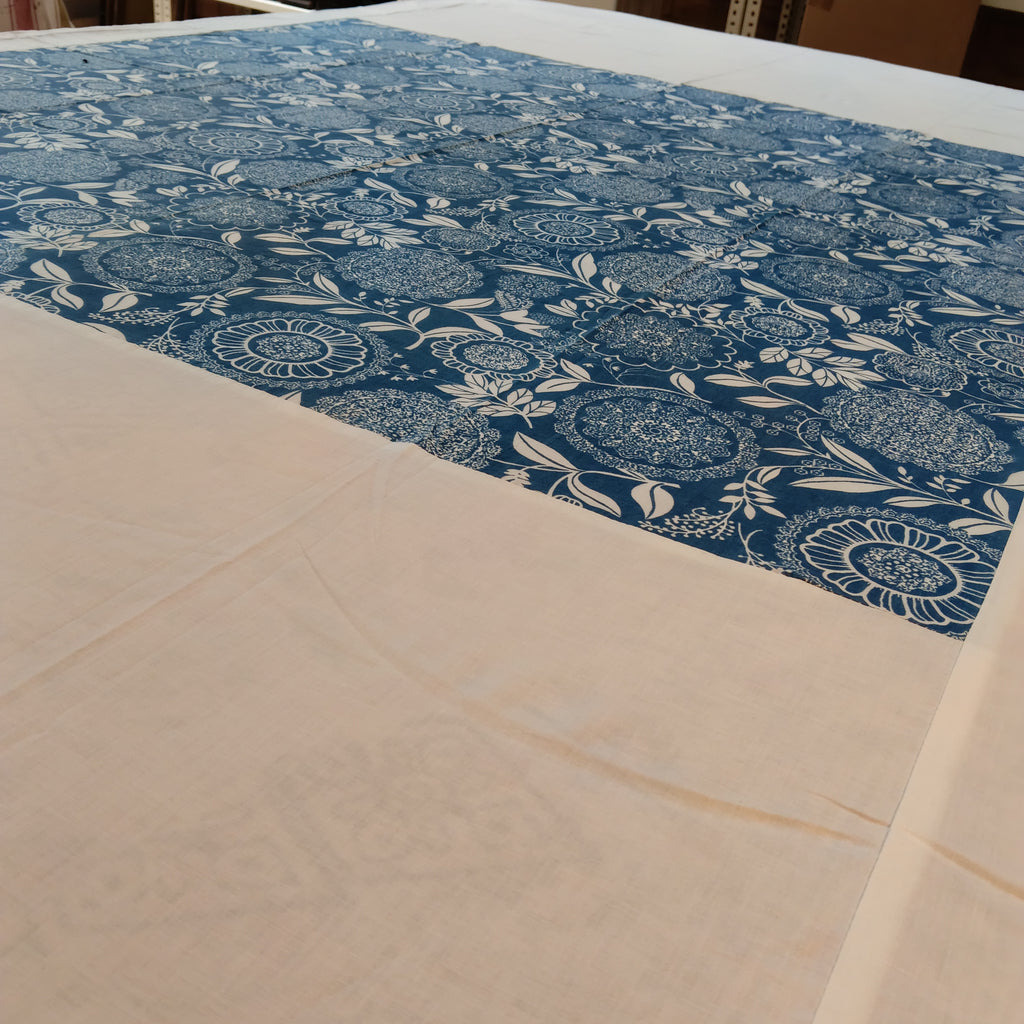 Natural Dyed Screen Printed Bedsheet - Woad Blue