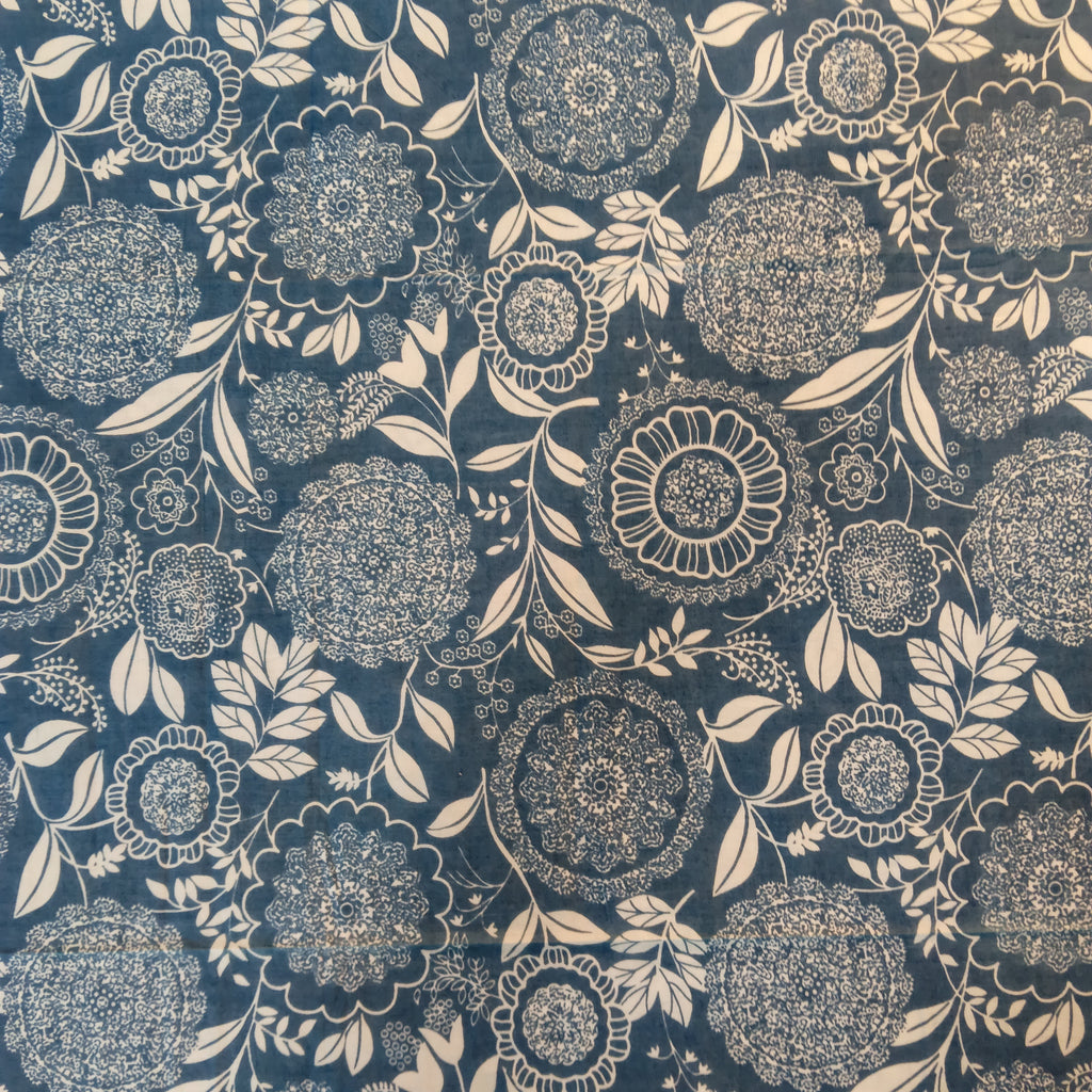 Natural Dyed Screen Printed Bedsheet - Woad Blue