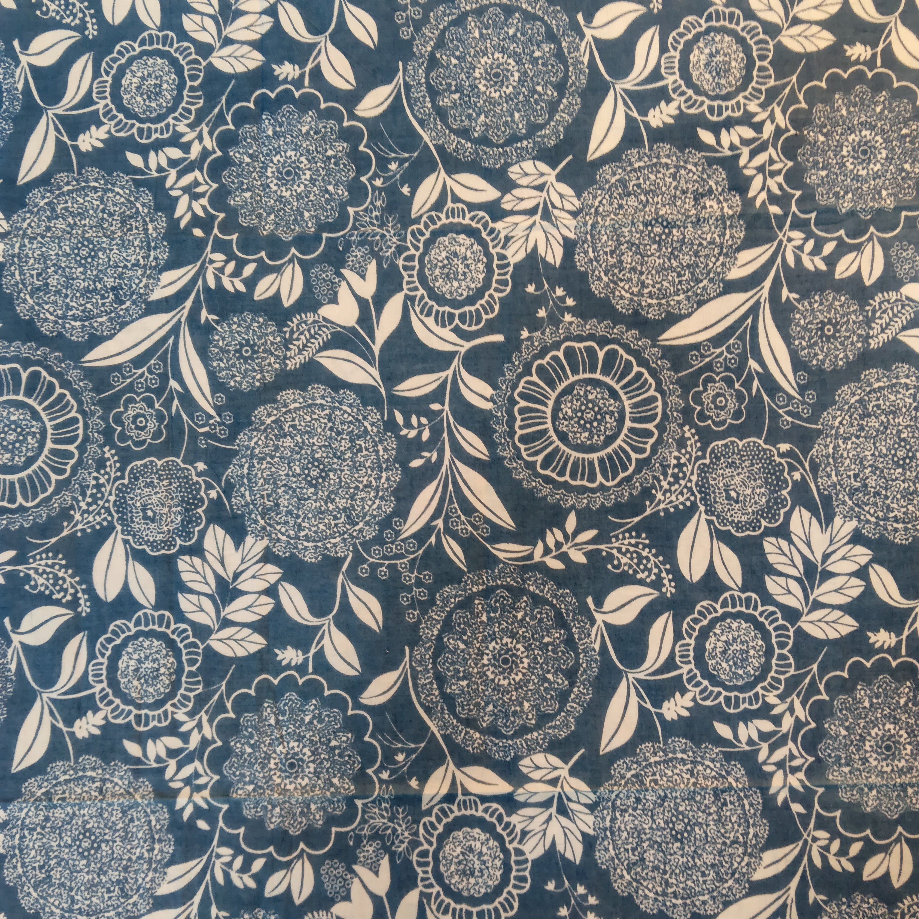 Natural Dyed Screen Printed Bedsheet - Woad Blue