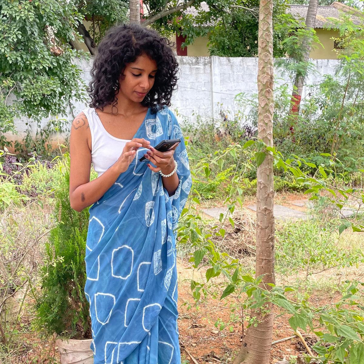 Natrually Dyed Saree | Tie and Dye | Georgette | Woad Blue | Series II