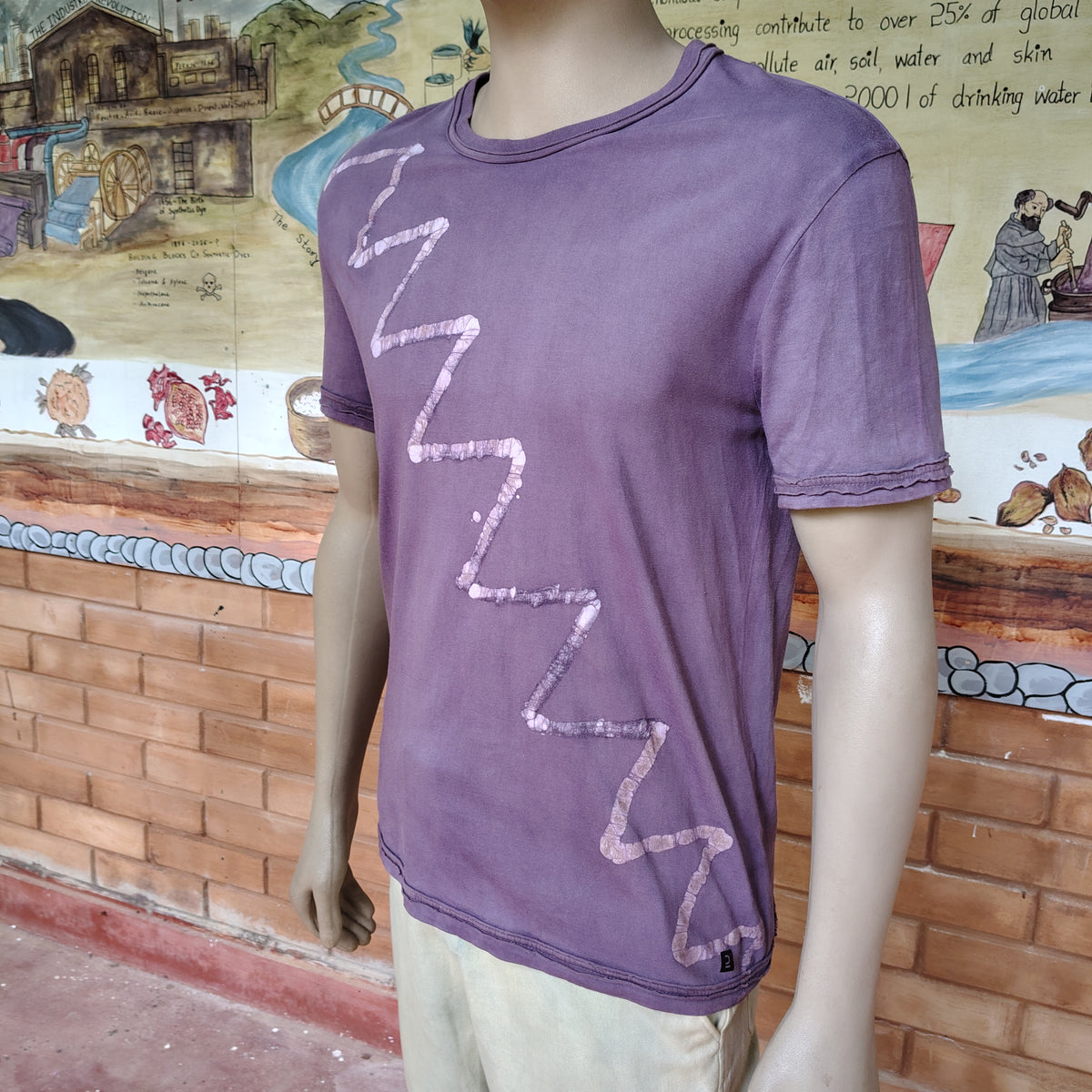 Natrually Dyed Wax Printed T-Shirt | Lavendar Lilac | Size: L