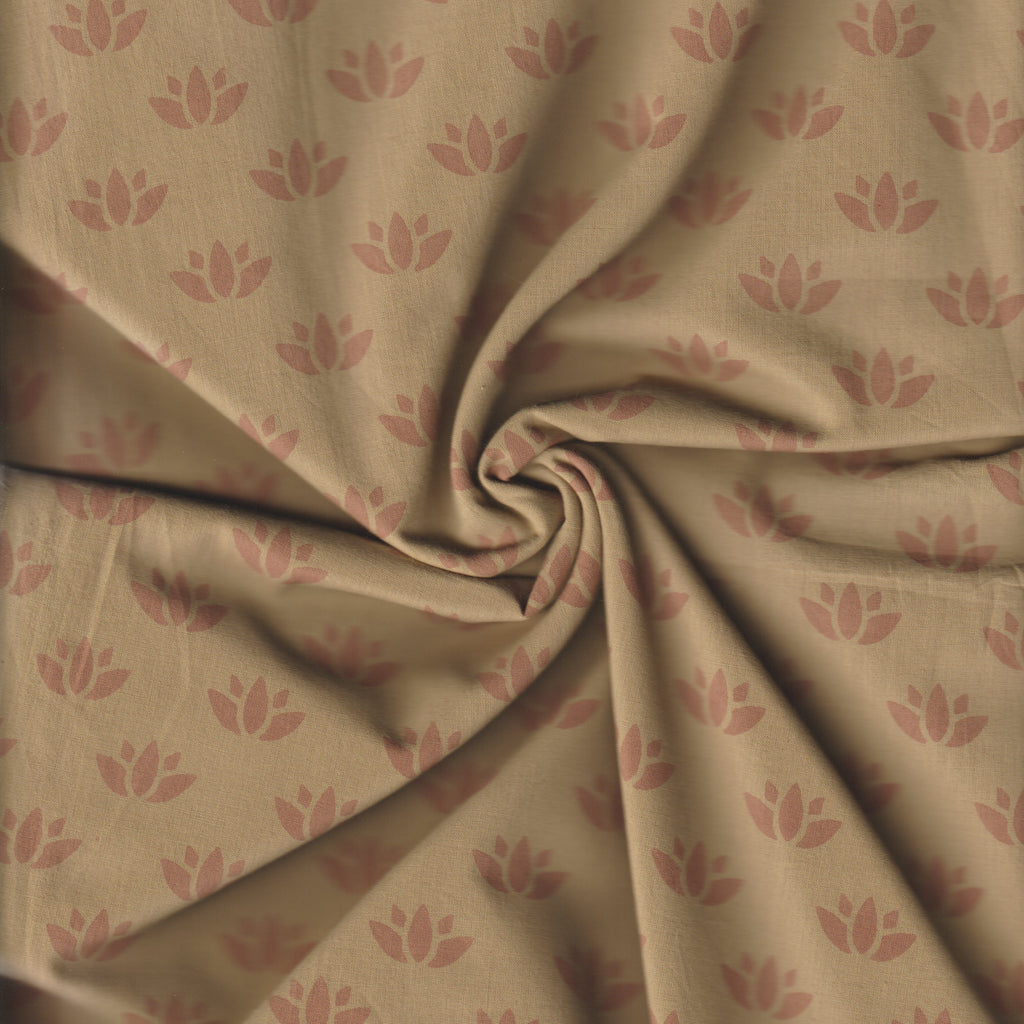 Organic Cotton | Naturally Dyed Screen Printed Fabric Cut Piece | 2 Meters | Truetone Ink