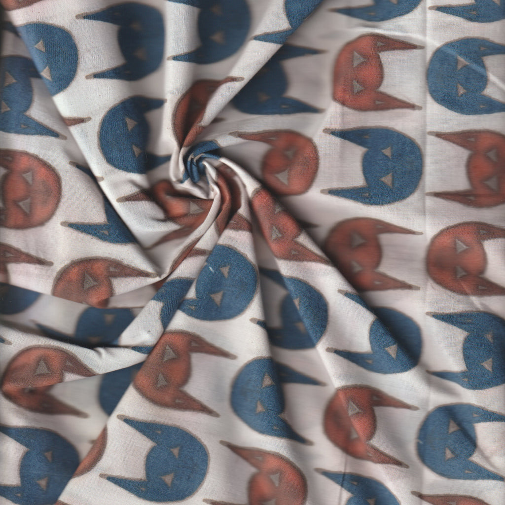 Organic Cotton | Naturally Dyed Screen Printed Fabric Cut Piece | 1 Meters | Truetone Ink