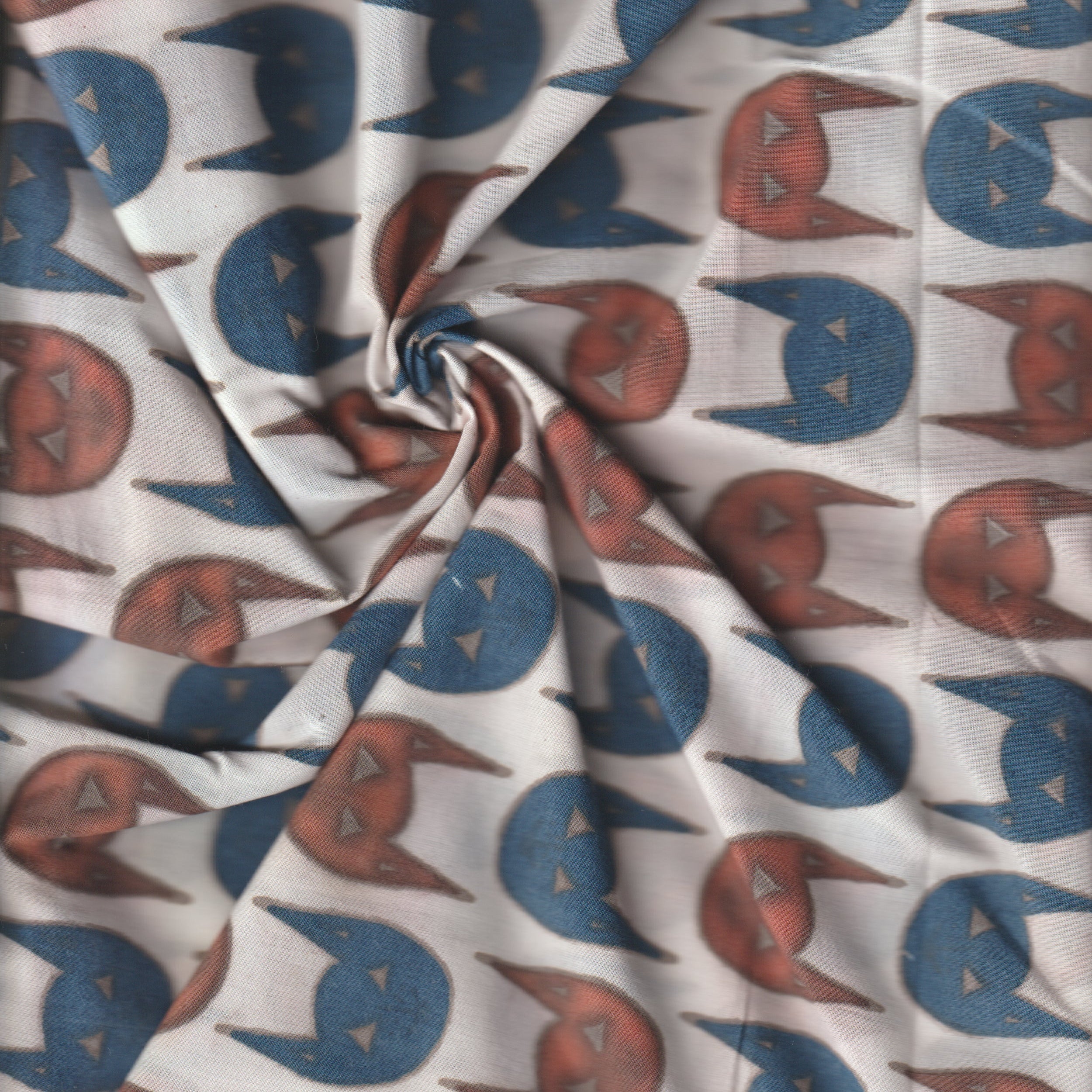 Organic Cotton | Naturally Dyed Screen Printed Fabric Cut Piece | 1 Meters | Truetone Ink