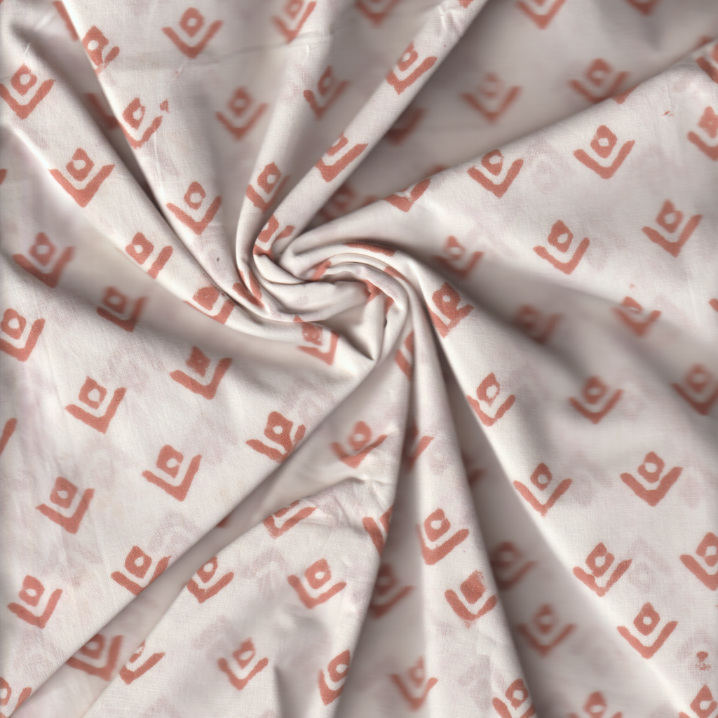 Organic Cotton | Naturally Dyed Screen Printed Fabric Cut Piece | 4.5 Meters | Truetone Ink