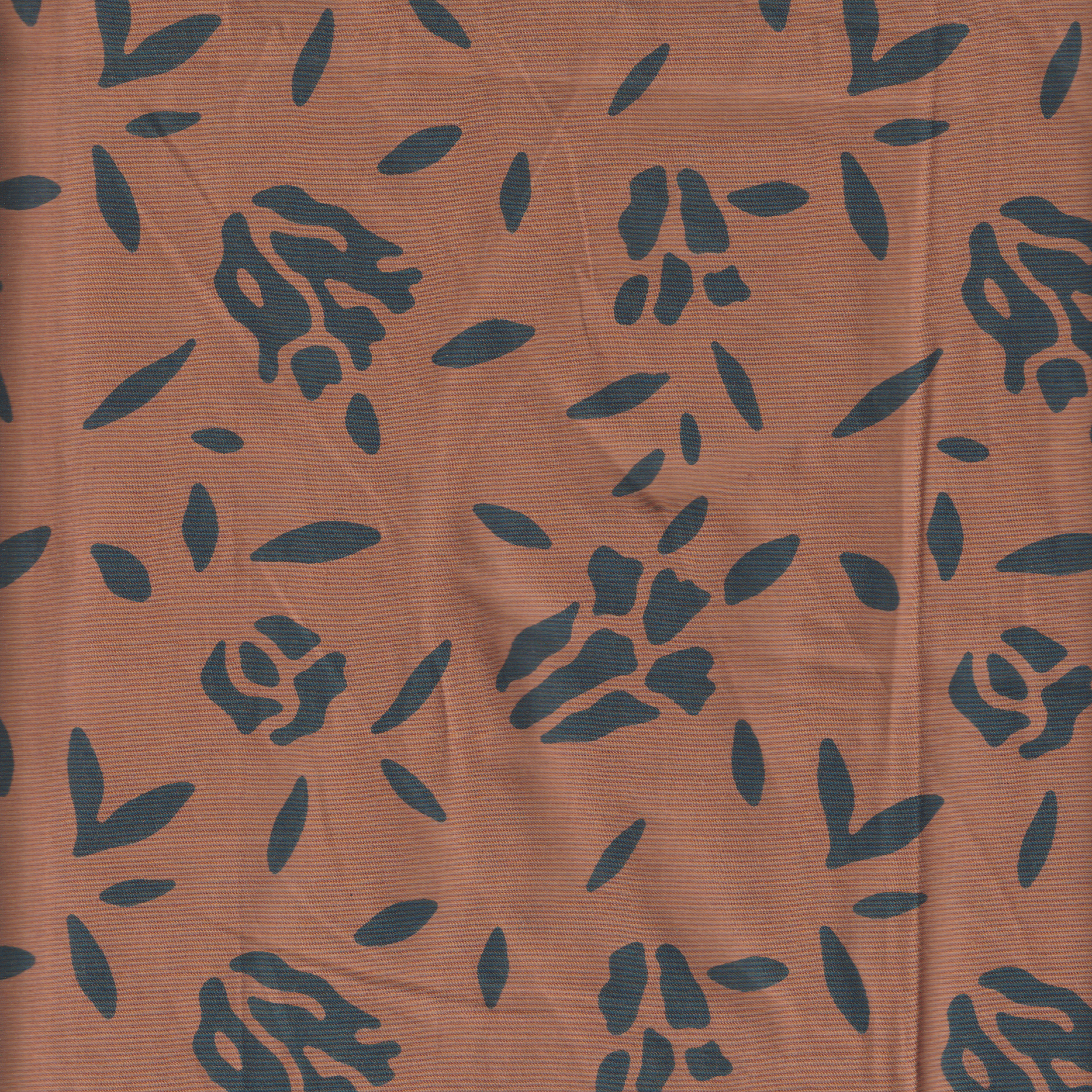 Organic Cotton | Naturally Dyed Screen Printed Fabric Cut Piece | 2 Meters | Truetone Ink