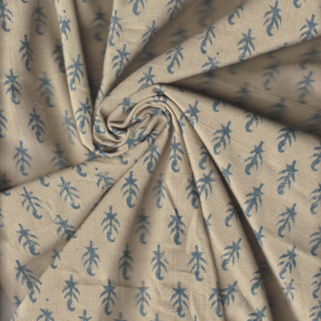 Organic Cotton | Naturally Dyed Screen Printed Fabric Cut Piece | 2 Meters | Truetone Ink