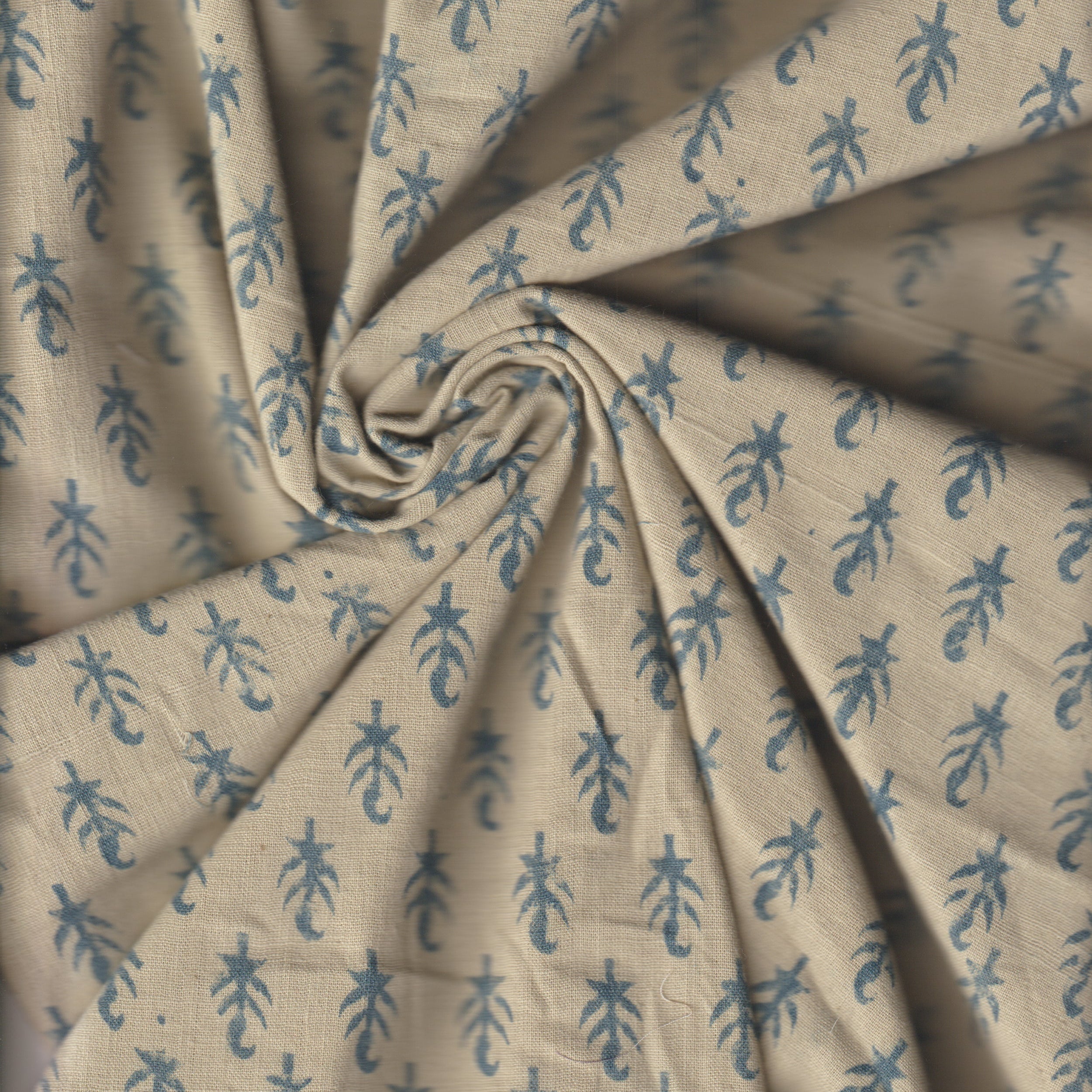 Organic Cotton | Naturally Dyed Screen Printed Fabric Cut Piece | 2 Meters | Truetone Ink